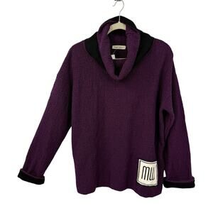 Margaret Winters Boucle Knit Cowlneck Tunic Sweater size Medium Eggplant Purple